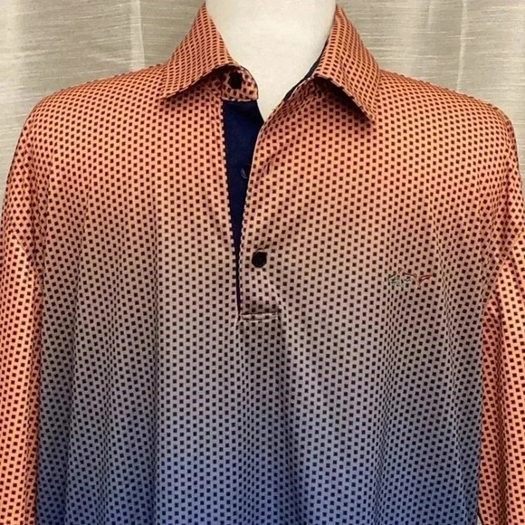 Greg Norman Men’s Play-Dry Gold Orange Blue Ombre Short Sleeve Polo | Size XXL - Picture 2 of 11